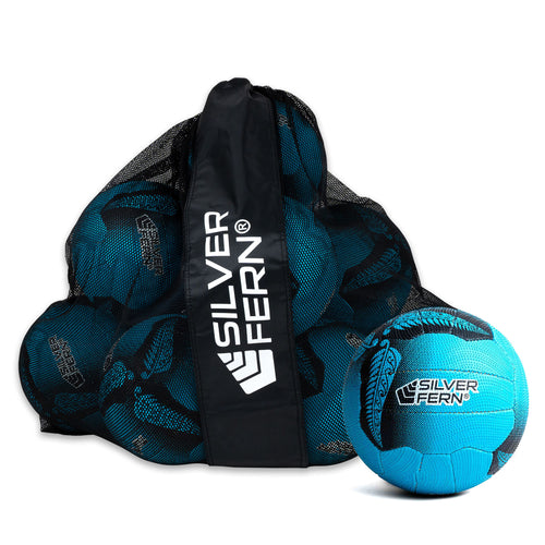 10 Ball Pack Silver Fern Tui Netball, Blue, white background image