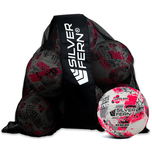 10 Ball Pack Silver Fern Kereru Netball, Pink, Size 4, white background image