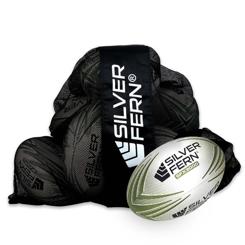 10 Ball Pack Silver Fern SFX3000 Match Rugby Ball Size 4, white background image