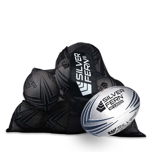 10 Ball Pack Silver Fern SFX3000 Match Rugby Ball Size 5, white background image