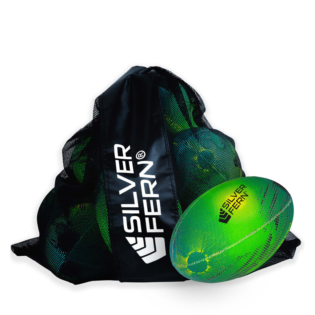 10 Ball Pack Silver Fern Astro Trainer Rugby Ball, Green, Size 4, white background image