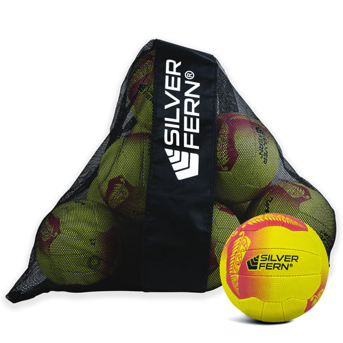 10 Ball Pack Silver Fern Tui Netball, Yellow, white background image