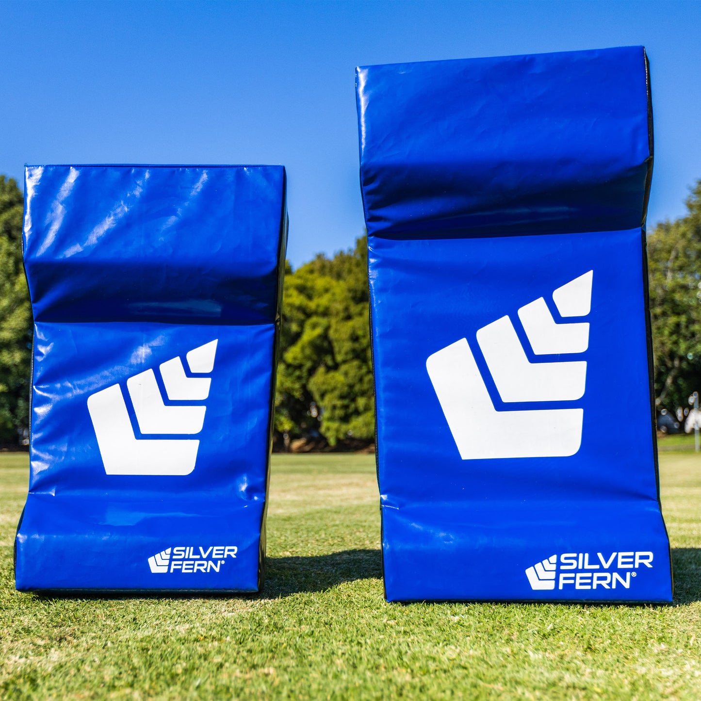 Rugby Hit Shield Double Wedge, sizes Senior & Junior side to side, lifestyle shot