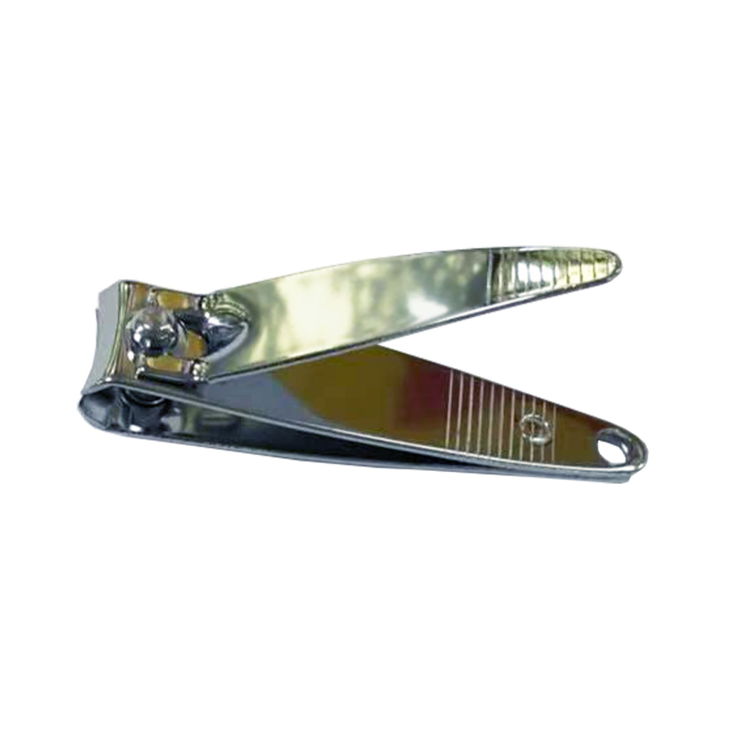 Metallic nail clipper on a white background