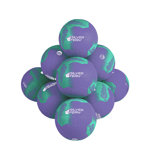 Silver Fern 10 Ball Pack Netball Tui Purple Size 4, White background image
