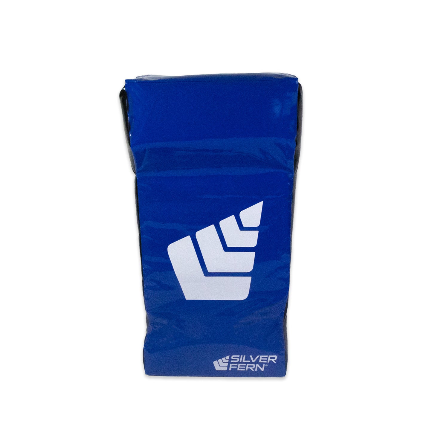 Senior Rugby Hit Shield / Crash Pad, Double Wedged, Blue/White colourway, white background image.