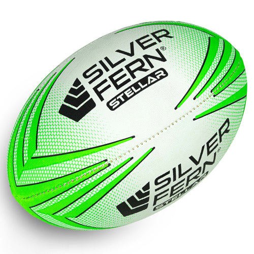 Silver Fern Stellar Premium Trainer Rugby Ball, Green, Size 4, white background image